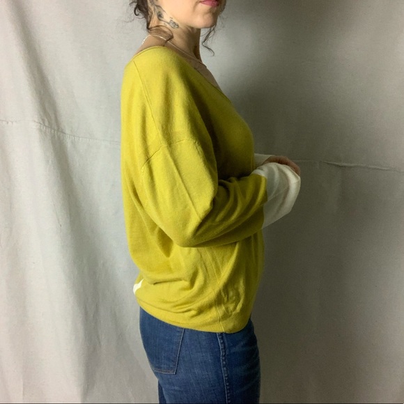LOMA LONDON Chartreuse Colorblock V Neck Sweater - Picture 3 of 8
